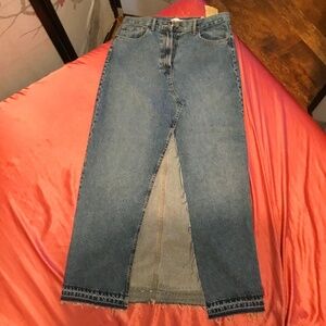 Zara Denim Long Skirt With Slit Size USA L
